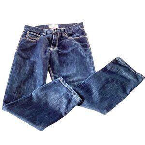 Smoke Rise Straight Fit Mens Dark Wash Faded Distressed Blue Jeans 38x34